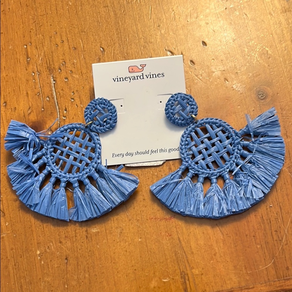 Vineyard Vines Newport Blue Fringe Earrings Nwt